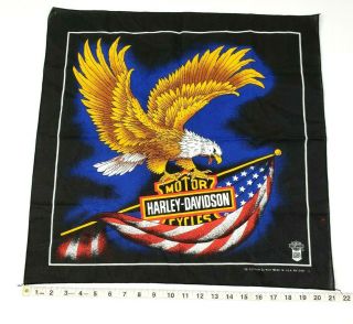 Vintage Harley Davidson Bandana Eagle American Flag Scarf Made In Usa Head Wrap
