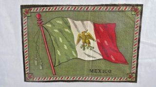 Antique Tobacco Felt Flannel 11 X 7 1/2 Flag Of Mexico