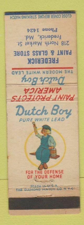 Matchbook Cover - Dutch Boy Paints Frederick Md Wwii Wear