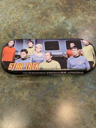 Rare 1997 Star Trek (cast) Pen In Metal Tin Box W/ Logo Clip
