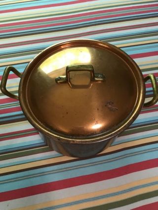 Vintage Copper Plated Pot With Lid And Handles