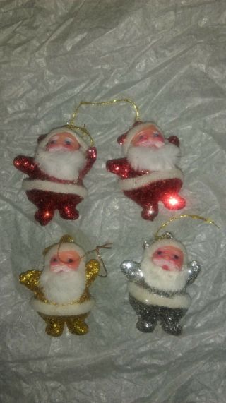 Vintage Dancing Mini Santa Ornaments Set Of 4