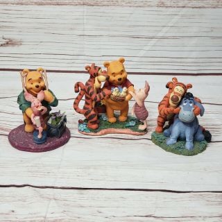 3 Disney Simply Pooh Figurines Winnie The Pooh Tigger Piglet Cookie Baby Smiling