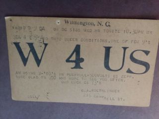 Wilmington,  N.  C.  - W4us - C.  A.  Roethlinger - 1931 - Qsl