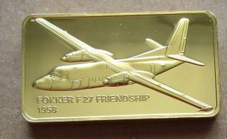 The Janes Medallic Register.  Fokker F27 Friendship 1958.  Gold On Bronze