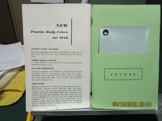 1949 PONTIAC SALESMANS DATA BOOK WITH COLOR PAINT CHIPS 8