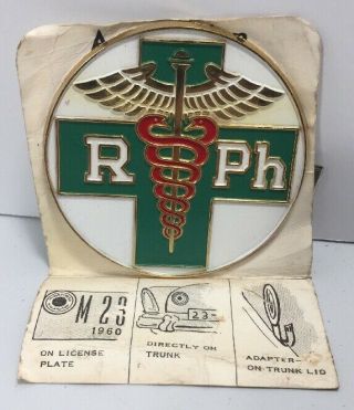 Nos Vintage Pharmacist Doctor Druggist Rx Ph License Plate Topper Sign Gas Oil