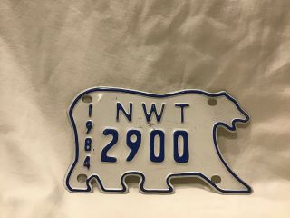 Authentic Northwest Territory 1984 Motorcycle License Plate Canada Nwt Bear Old