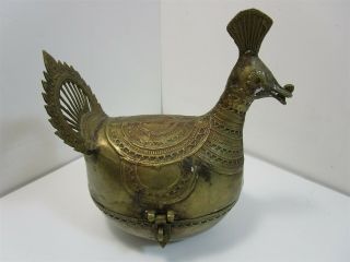 Cast Metal Bronze Bird Hinged Container Ornate 9 " X 5.  5 " X 10.  0 "