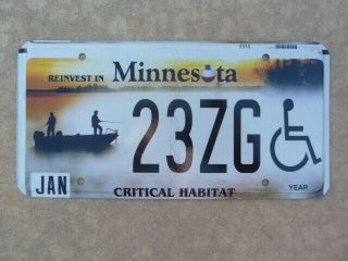 Minn Minnesota Mn Handicapped Critical Habitat Fishermen License Plate
