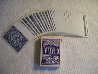 Vintage Deck A.  Dougherty Tally - Ho Playing Cards No.  9 Blue Complete W/jokers