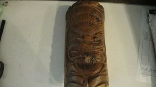 Vintage Hand Carved Heavy Wood Hawaiian Tiki Mask Sculpture