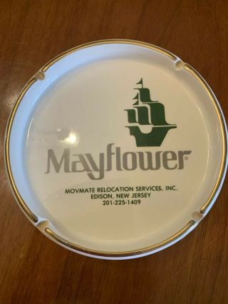 Vintage Mayflower West Haven Moving Trucking Company Ceramic Ashtray Gold 6.  5”