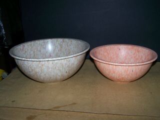 2 Vintage Brookpark Melmac Melamine Bowl 8 " 10 " Multi - Colored Speckled Confetti