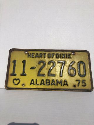 1975 Alabama Calhoun County Yellow License Plate Car Tag