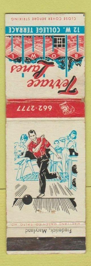 Matchbook Cover - Terrace Lanes Bowling Frederick Md Wear