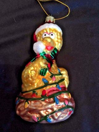 Sesame Street Workshop Big Bird As Santa Hand Blown Glass Ornament Dated 2006