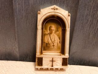 Rare Vintage Consolidated Molded Plastics Corp Saint Pius X Holy Water Font