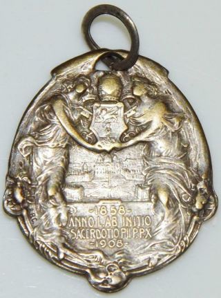 Large Papal Holy Medal Dated 1908 Pope Pius X Rome Vatican Catholic Art Nouveau