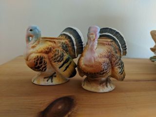 Vintage National Potteries Japan Turkey Candle Holders Thanksgiving