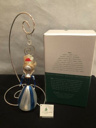 Rare Vintage De Carlini Princess Queen Glass Christmas Ornament With Tag And Box