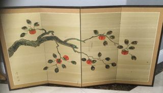 Vintage Japanese Silk Screen 4 Panel Byobu6’x3’