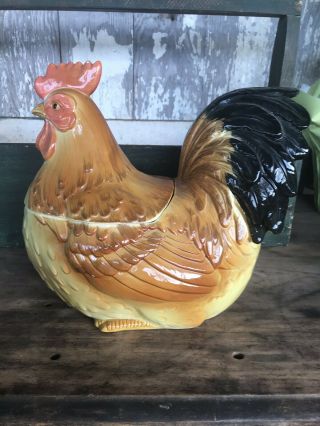 Vintage Otagiri Chicken Rooster Hen Cookie Jar 1981 Farm Country Kitchen
