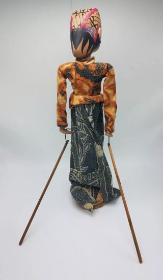 Vintage Wayang Golek Hand Made Carved Wood Indonesian Bali Man Stick Rod Puppet 2