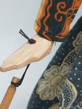 Vintage Wayang Golek Hand Made Carved Wood Indonesian Bali Man Stick Rod Puppet 4