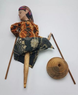 Vintage Wayang Golek Hand Made Carved Wood Indonesian Bali Man Stick Rod Puppet 6