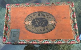 Antique La Fendrich Perfecto Extra Cigar Box Vintage Tobacco Old With Contents