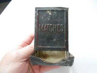 Vintage Match Safe Match Box Holder Tin Frm Old 1930 