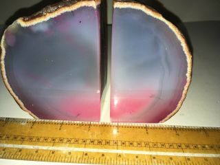 Pink & Gray Agate Bookends Geode Polished 3.  8 Lb 9