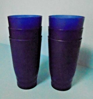 Set Of 6 Ziploc Blue Plastic Tumbers With Bottom Double Stripe