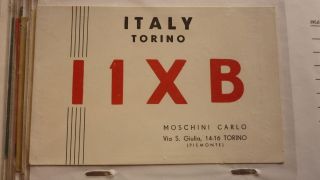 Old Vintage Qsl Ham Radio Card Postcard,  Torino Italy 1957