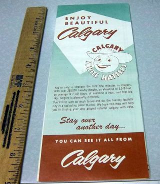 Vintage 1961 Calgary Alberta Canada City Road Map,  Great Graphics & Colors