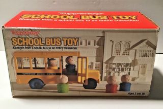 Vintage Tuppertoys School Bus Toy - Complete,  Box, 3