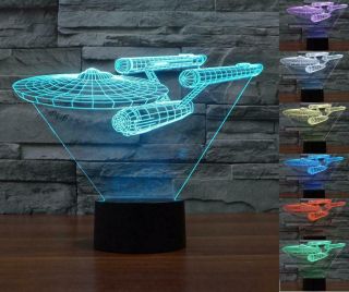 Star Trek Uss Enterprise 3d Led Night Light 7 Color Touch Switch Table Desk Lamp