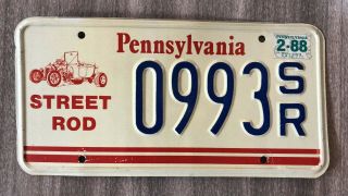 & Vintage Pennsylvania Pa Street Rod License Plate 0993 Sr - Nr