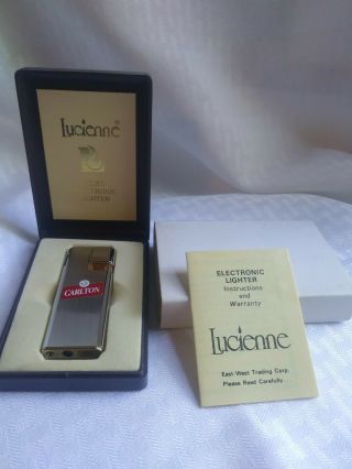 Vintage Collector Lucienne Piezo Carlton Electronic Butane Lighter With Case