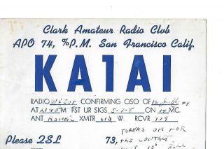 1949 Ka1ai P.  I.  Qsl Radio Card.