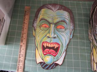 Dracula/vampire Face 12 Inch Vintage Cardboard Double Sided Halloween