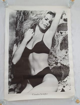 Rare.  Vintage Huge Claudia Schiffer Poster 37.  5x53.  5 " Subway Model Bikini Pinup