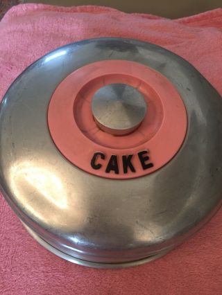 Vintage Pink Kromex Spun Aluminum Cake Cover Mid Century No Plate Dessert