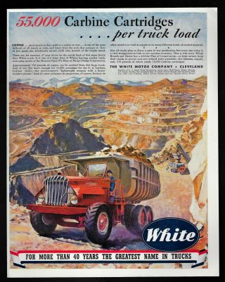 White 325 Truck Illustration Canyon Construction Art 1943 Vintage Print Ad