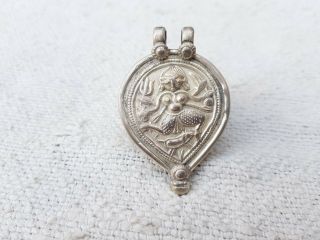 1940s Vintage Old Tribal Goddess Of Death Kali 15.  1 Grams Silver Amulet Pendant