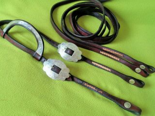Congress Leather Vintage Fancy Silver Show Headstall Bridle & Matching Reins Nr