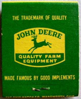 Vintage John Deere Keiser Implement Co.  Tractor Matchbook Philadelphia Ohio