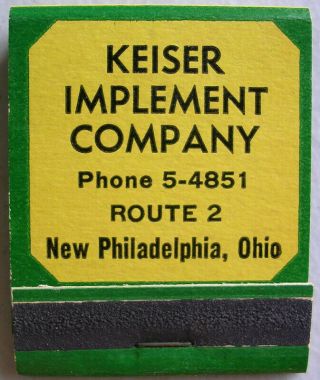 Vintage JOHN DEERE Keiser Implement Co.  Tractor MATCHBOOK Philadelphia Ohio 2
