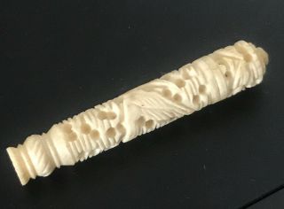 Antique Carved Bone 19th Century Needle Case